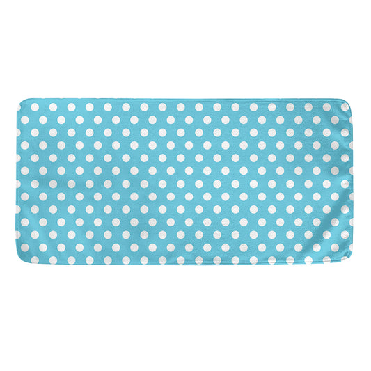 Cyan And White Polka Dot Pattern Print Towel