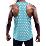 Cyan And White Polka Dot Pattern Print Training Tank Top