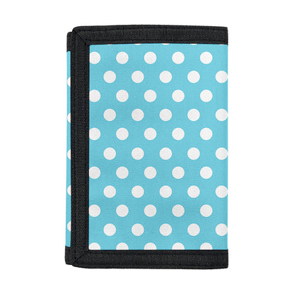 Cyan And White Polka Dot Pattern Print Trifold Wallet