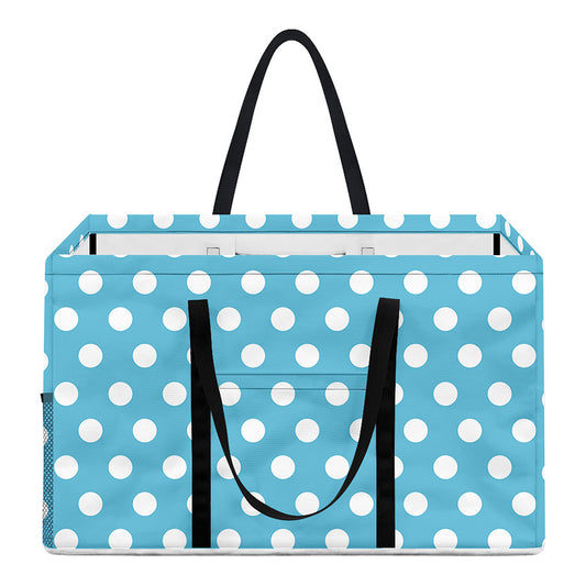 Cyan And White Polka Dot Pattern Print Utility Tote Bag