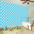 Cyan And White Polka Dot Pattern Print Wall Sticker