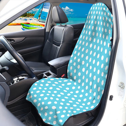 Cyan And White Polka Dot Pattern Print Waterproof Car Seat Cover