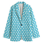 Cyan And White Polka Dot Pattern Print Women's Blazer