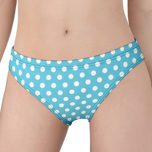 Cyan And White Polka Dot Pattern Print Women's Panties