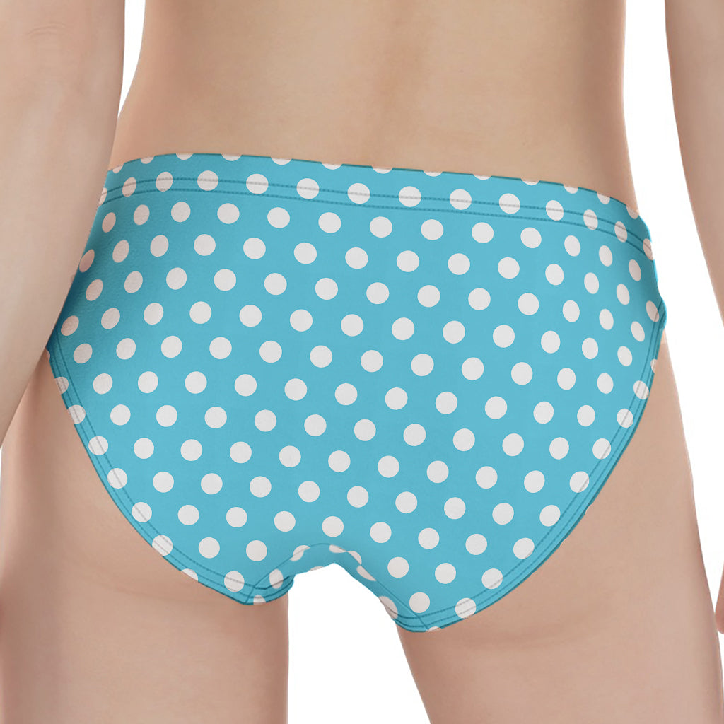 Cyan And White Polka Dot Pattern Print Women's Panties