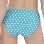 Cyan And White Polka Dot Pattern Print Women's Panties