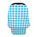 Cyan Blue And White Gingham Print Baby Seat Cover