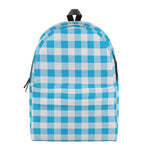 Cyan Blue And White Gingham Print Backpack