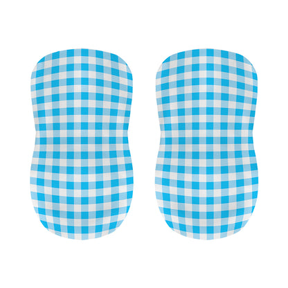 Cyan Blue And White Gingham Print Bar Stool Covers