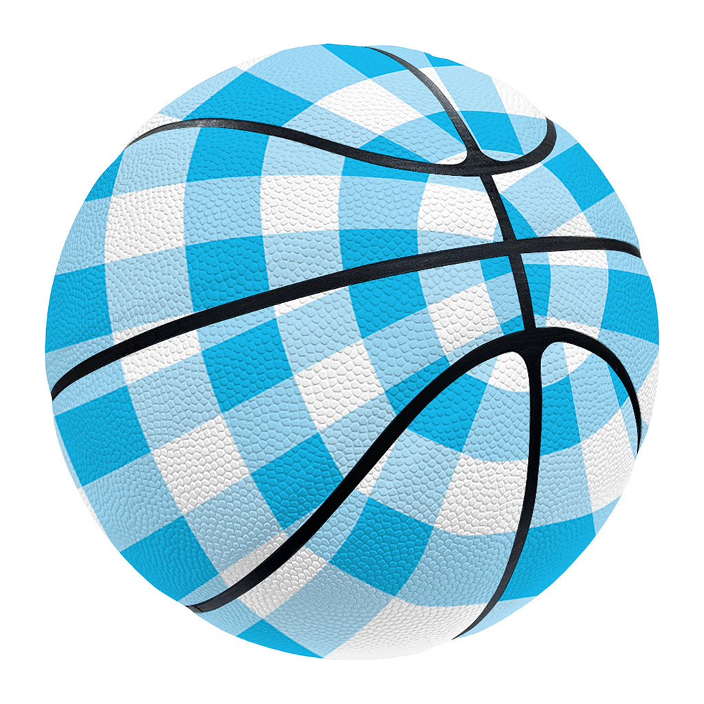Cyan Blue And White Gingham Print Basketball