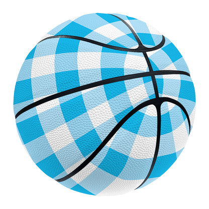Cyan Blue And White Gingham Print Basketball