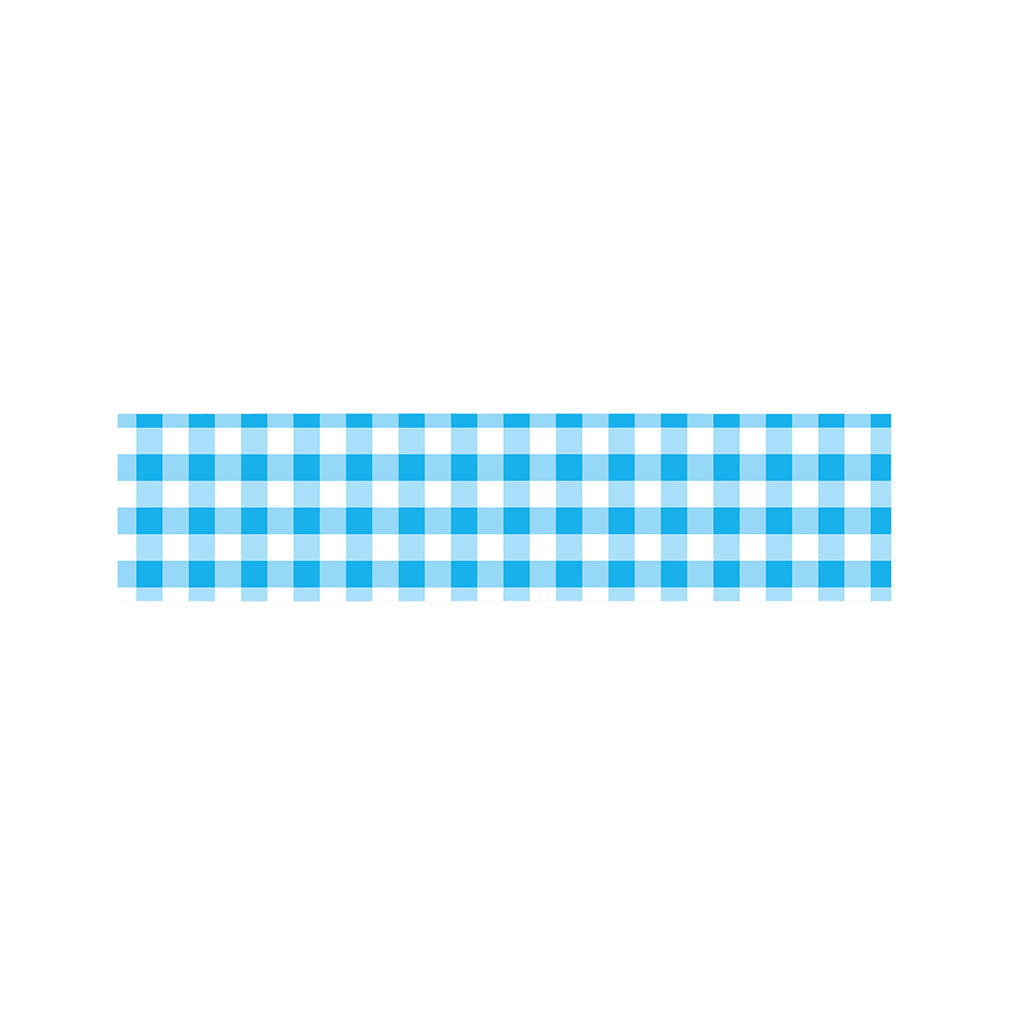 Cyan Blue And White Gingham Print Bed Runner