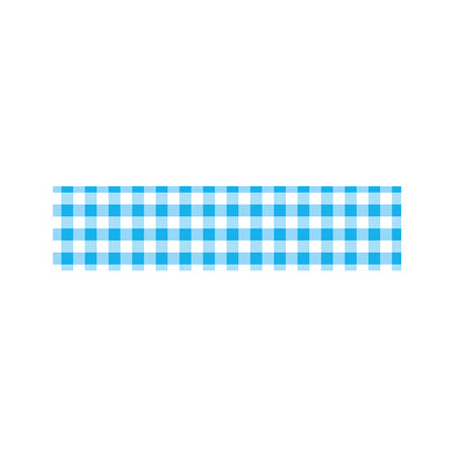 Cyan Blue And White Gingham Print Bed Runner