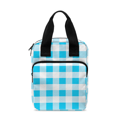 Cyan Blue And White Gingham Print Bible Tote Bag