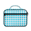 Cyan Blue And White Gingham Print Briefcase Bible Bag