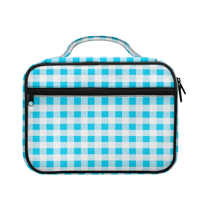 Cyan Blue And White Gingham Print Briefcase Bible Bag