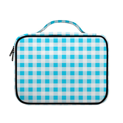 Cyan Blue And White Gingham Print Briefcase Bible Bag