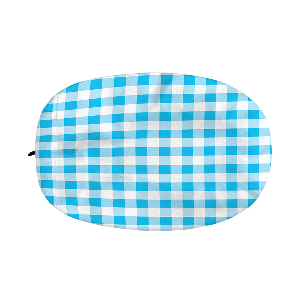 Cyan Blue And White Gingham Print Car Side Mirror Covers