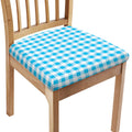 Cyan Blue And White Gingham Print Chair Cushion Cover