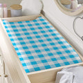 Cyan Blue And White Gingham Print Changing Pad Cover