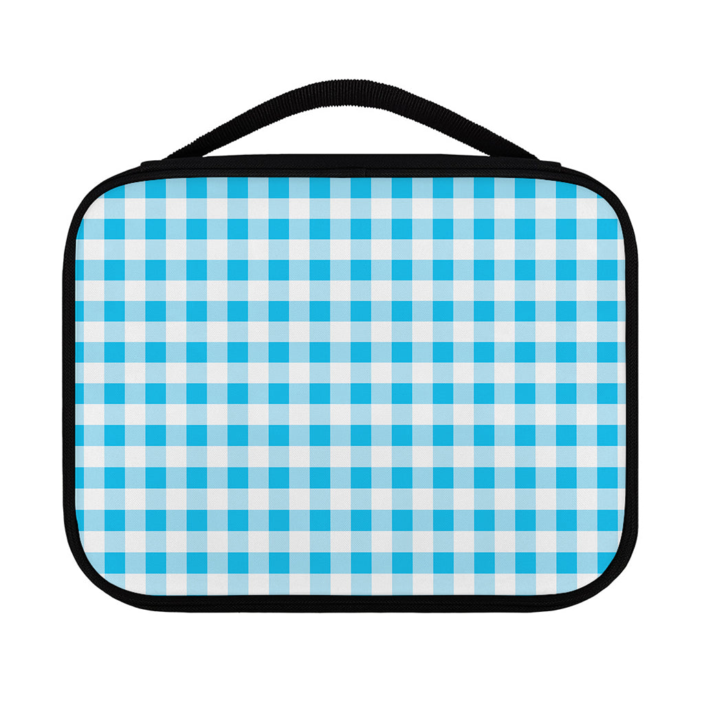 Cyan Blue And White Gingham Print Classic Bible Case