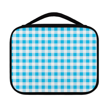 Cyan Blue And White Gingham Print Classic Bible Case