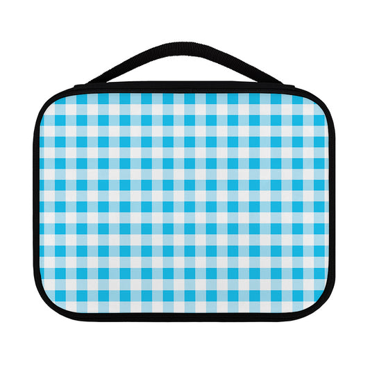Cyan Blue And White Gingham Print Classic Bible Case