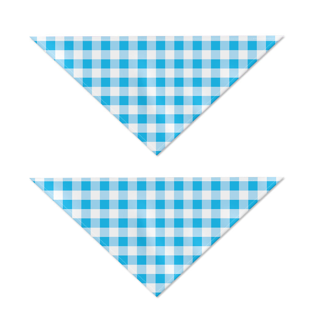 Cyan Blue And White Gingham Print Dog Bandana