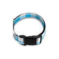 Cyan Blue And White Gingham Print Dog Collar