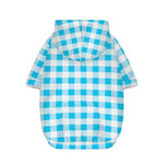 Cyan Blue And White Gingham Print Dog Zip Up Hoodie