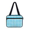 Cyan Blue And White Gingham Print Double Strap Bible Bag