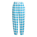 Cyan Blue And White Gingham Print Fleece Lined Knit Pants