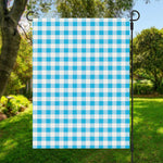 Cyan Blue And White Gingham Print Garden Flag