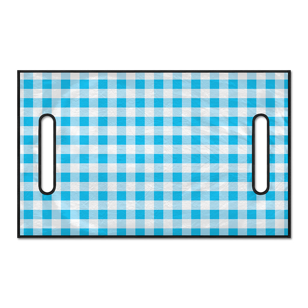 Cyan Blue And White Gingham Print Golf Cart Seat Cover