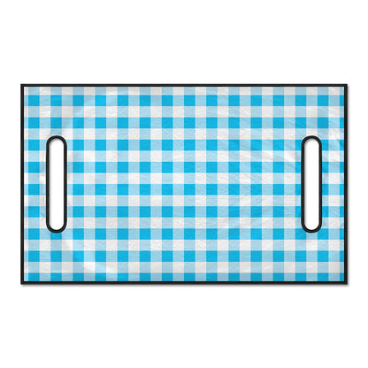 Cyan Blue And White Gingham Print Golf Cart Seat Cover