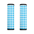 Cyan Blue And White Gingham Print Handle Covers