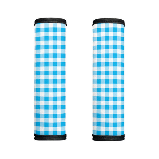 Cyan Blue And White Gingham Print Handle Covers
