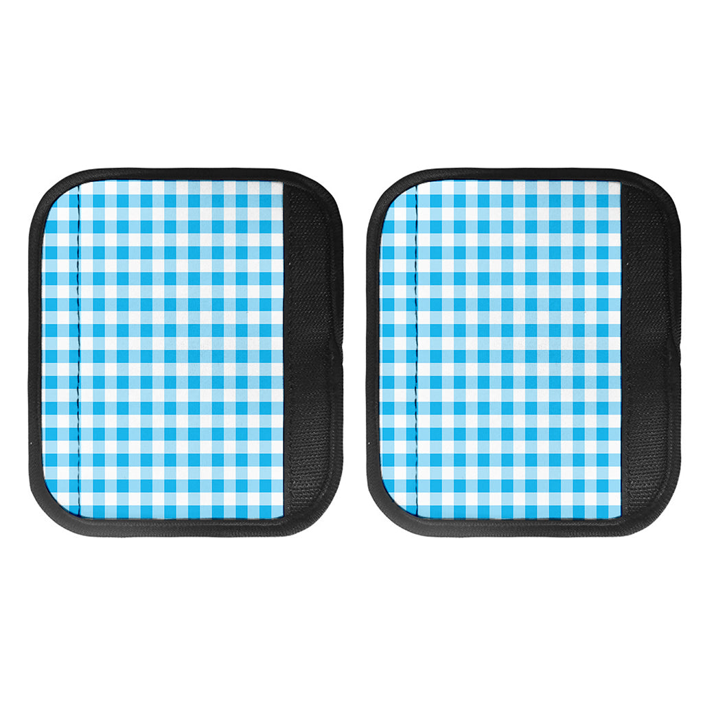 Cyan Blue And White Gingham Print Handle Covers