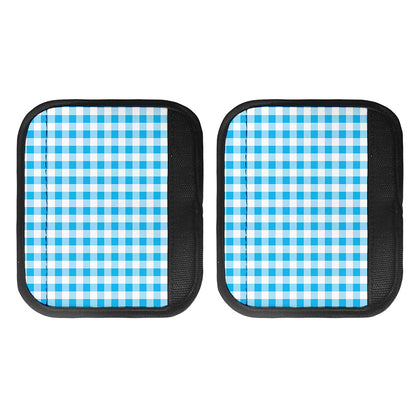 Cyan Blue And White Gingham Print Handle Covers