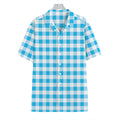Cyan Blue And White Gingham Print Hawaiian Shirt