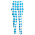 Cyan Blue And White Gingham Print High-Waisted Pocket Leggings