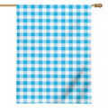 Cyan Blue And White Gingham Print House Flag