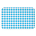 Cyan Blue And White Gingham Print Indoor Door Mat