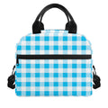 Cyan Blue And White Gingham Print Insulated Lunch Bag