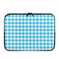 Cyan Blue And White Gingham Print Laptop Sleeve