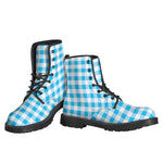 Cyan Blue And White Gingham Print Backpack