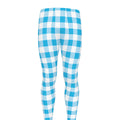 Cyan Blue And White Gingham Print Men's Leggings