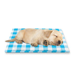 Cyan Blue And White Gingham Print Pet Cooling Mat Cover
