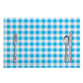 Cyan Blue And White Gingham Print Placemat