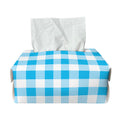 Cyan Blue And White Gingham Print Rectangle Tissue Box Cover